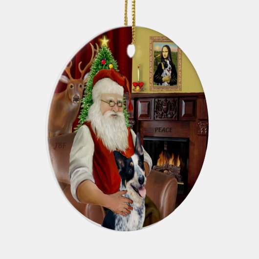 Santa's Australian Cattle Dog #1 Keramisch Ornament (Rechts)