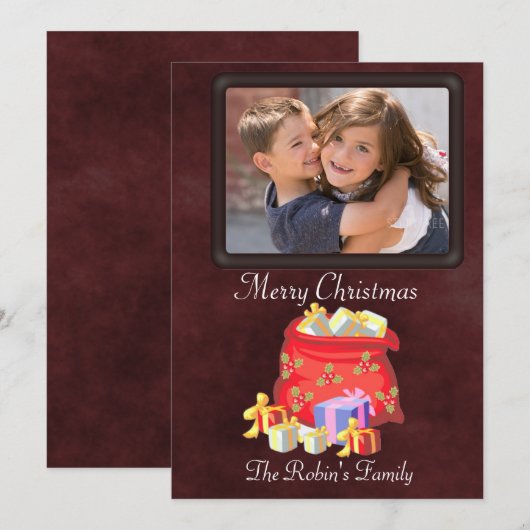 Santa's Bag Voeg Kaart met kerstfoto's toe (Voorkant / Achterkant)