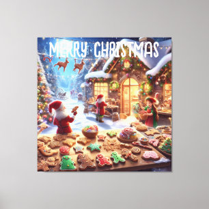 Santa's Bakery Canvas Afdruk