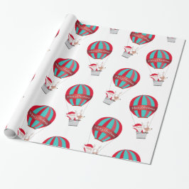 Santa's Balloon Ride Vrolijk Kerstfeest Cadeaupapier