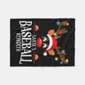 Santa's Baseball Reindeer Funny Xmas Matching Pjs  Fleece Deken (Voorkant (Horizontaal))