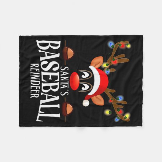 Santa's Baseball Reindeer Funny Xmas Matching Pjs  Fleece Deken (Voorkant (Horizontaal))