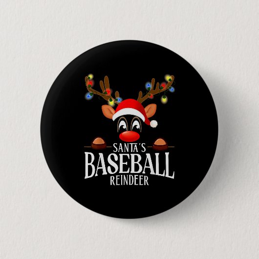 Santa's Baseball Reindeer Funny Xmas Matching Pjs  Ronde Button 5,7 Cm (Voorkant)