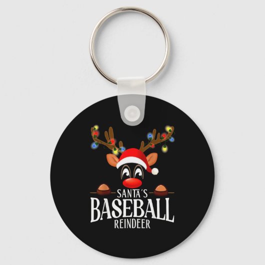 Santa's Baseball Reindeer Funny Xmas Matching Pjs  Sleutelhanger (Voorkant)