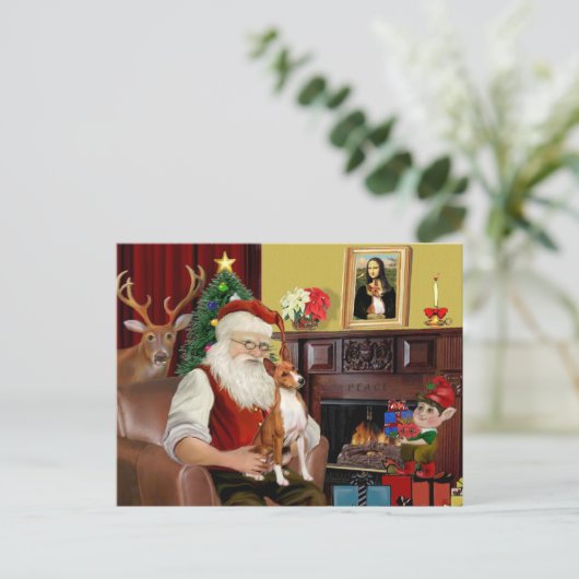Santas Basenji Feestdagenkaart (Staand voorkant)