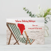 Santa's Beach Chair Vakantie Groeten Kaart (Staand voorkant)