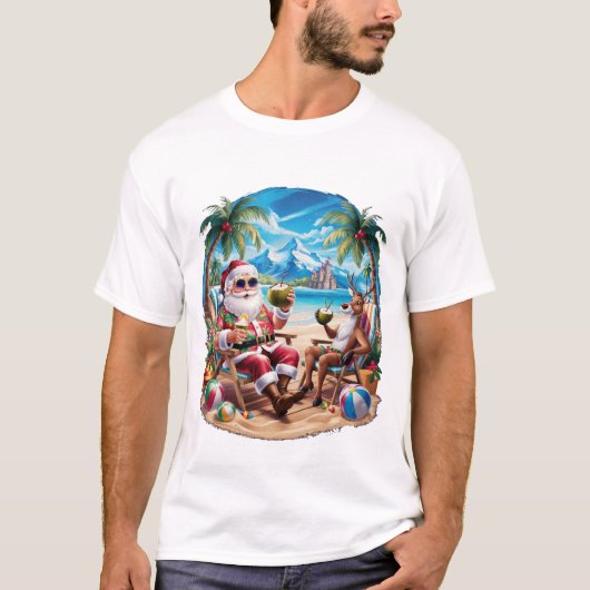 Santa's Beach Getaway - Grappige vakantie T-shirt (Voorkant)