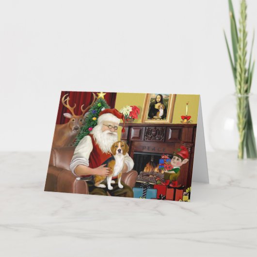 Santa's Beagle (#7) Feestdagen Kaart (Voorkant)
