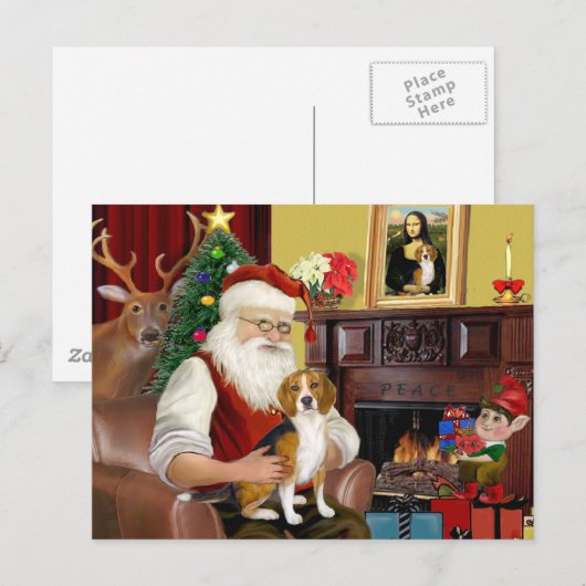 Santa's Beagle (#7) Feestdagenkaart (Voorkant / Achterkant)