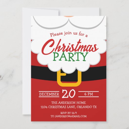 Santa's Beard and Belt kerstfeest Kaart (Voorkant)