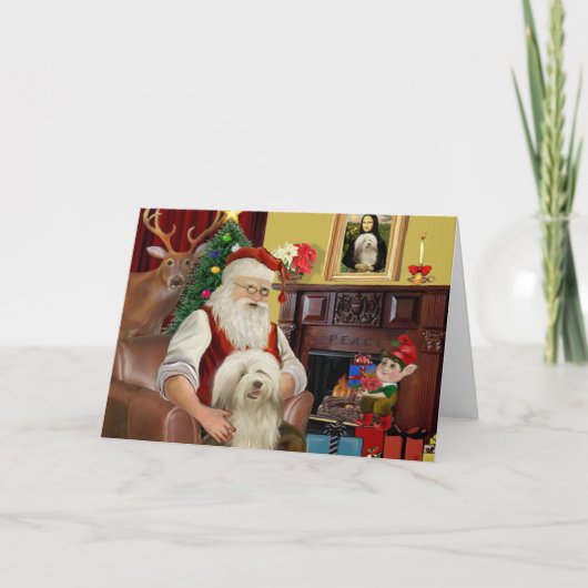 Santa's Bearded Collie (#16) Feestdagen Kaart (Voorkant)