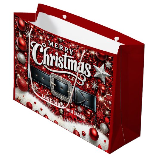 Santa's Belt Groot Cadeauzakje (Voorkant Gekanteld)