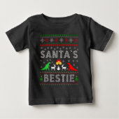 Santa's Bestie Dino Winter Kerstmis Ugly Sweater (Voorkant)