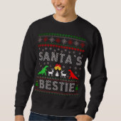 Santa's Bestie Dino Winter Kerstmis Ugly Sweater (Voorkant)