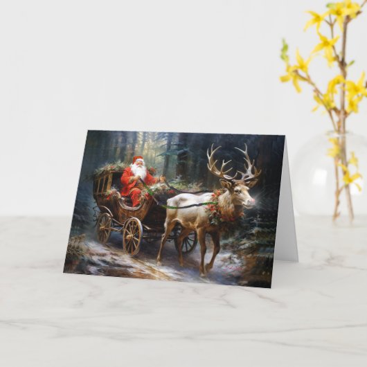 Santa's betoverende Yuletide Journey Kaart (Gele Bloem)