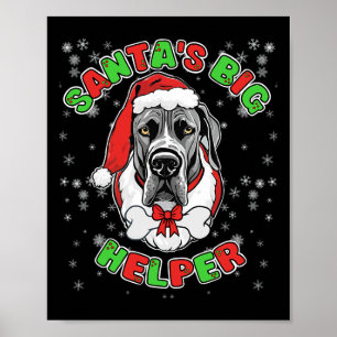 Santa's Big Helper Grote Deen Hondenliefhebber Ker Poster