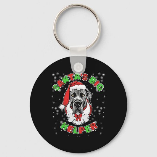Santa's Big Helper Grote Deen Hondenliefhebber Ker Sleutelhanger (Voorkant)