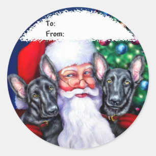 Santa's Black German Sheperd Dogs Gift Labels