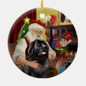 Santa's Black Newfoundland #2 Keramisch Ornament (Achterkant)
