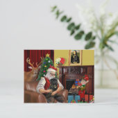 Santa's Black Pug Feestdagenkaart (Staand voorkant)