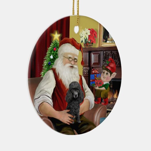 Santa's Black Speelgoed/Min Poedel Keramisch Ornament (Rechts)