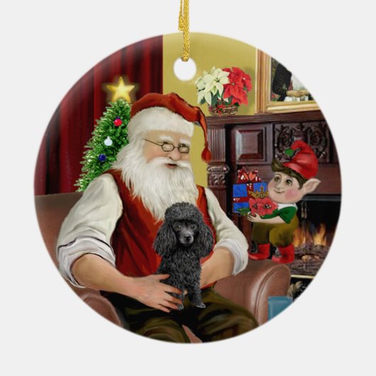 Santa's Black Speelgoed/Min Poedel Keramisch Ornament (Achterkant)