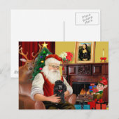 Santa's Black Speelgoed/Min. Poodle Feestdagenkaart (Voorkant / Achterkant)