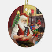 Santa's Blue en tan Chihuahua (T) Keramisch Ornament (Links)