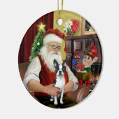 Santa's Boston Terrier #1 Keramisch Ornament (Links)