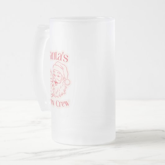 Santa's Brew Crew Kerstmis Matglas Bierpul (Voorkant links)