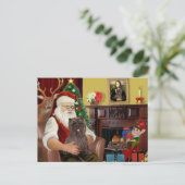 Santa's Brindle Cairn Terrier Feestdagenkaart (Staand voorkant)