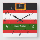 Santa's broek ontwerp Kerstmis seizoen Vierkante Klok (Voorkant)