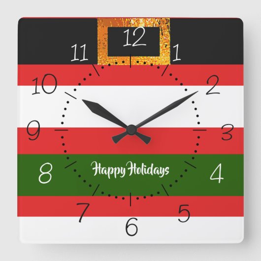 Santa's broek ontwerp Kerstmis seizoen Vierkante Klok (Voorkant)