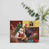 Santa's Bruin/Rode Teckel Feestdagenkaart (Staand voorkant)