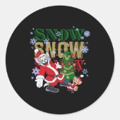 Santas By The Tree Ronde Sticker (Voorkant)