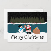 Santa's cadeau aan Snowman Briefkaart (Voorkant / Achterkant)