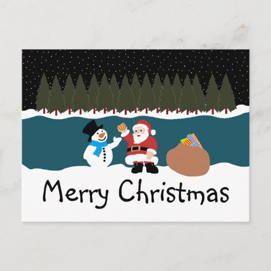 Santa's cadeau aan Snowman Briefkaart (Voorkant)