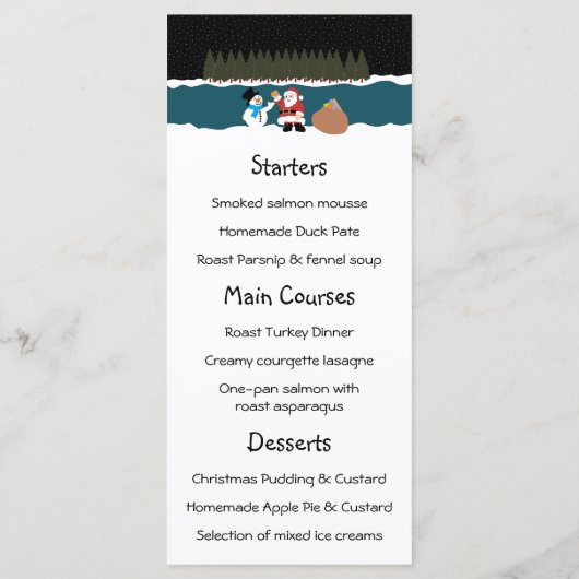Santa's cadeau aan Snowman Menu (Achterkant)