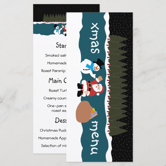 Santa's cadeau aan Snowman Menu (Voorkant / Achterkant)