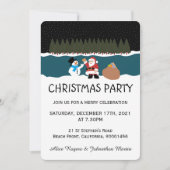 Santa's cadeau aan Snowman Party Invitation Kaart (Voorkant)