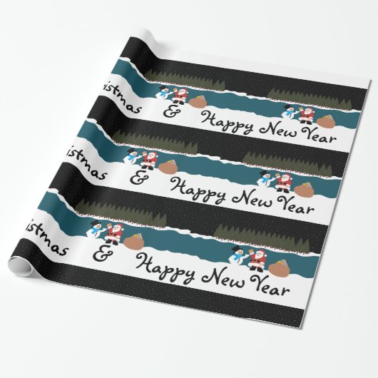 Santa's cadeau aan Snowman Wrapping Paper Cadeaupapier (Uitgerold)