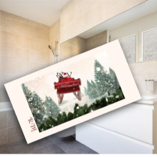 Santa's Carriage monogram Kerstmis Badhanddoek