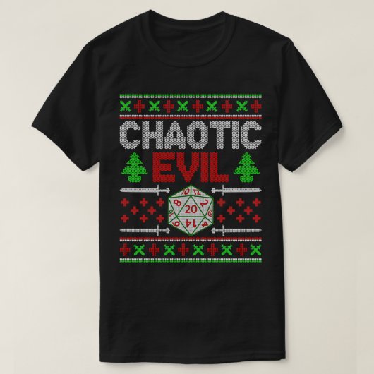 Santas Chaotic Evil List, Kerstmis D20 Ugly Tablet T-shirt (Design voorkant)
