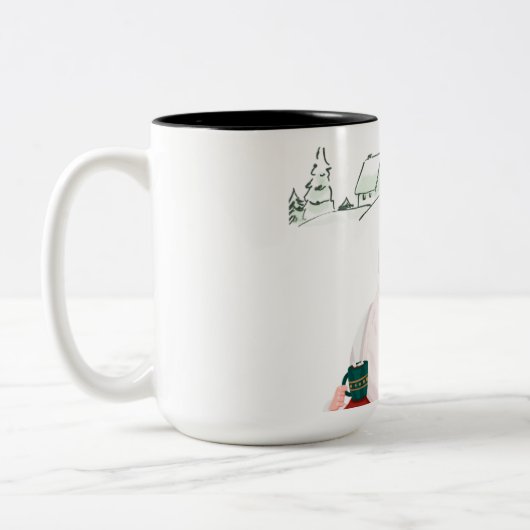 Santa's Cheer Two-Tone Coffee Mok (Links)