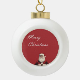 Santa's Cheerful Greetings Keramische Bal Ornament