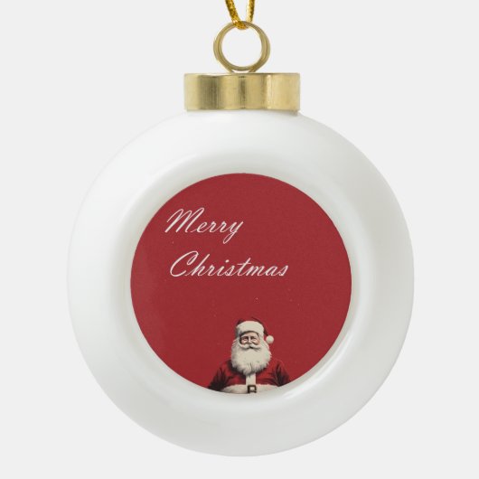 Santa's Cheerful Greetings Keramische Bal Ornament (Voorkant)