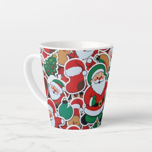 Santa's Cheerful Lette - Perfect voor vakantie sch Latte Mok (Linkerhoek)