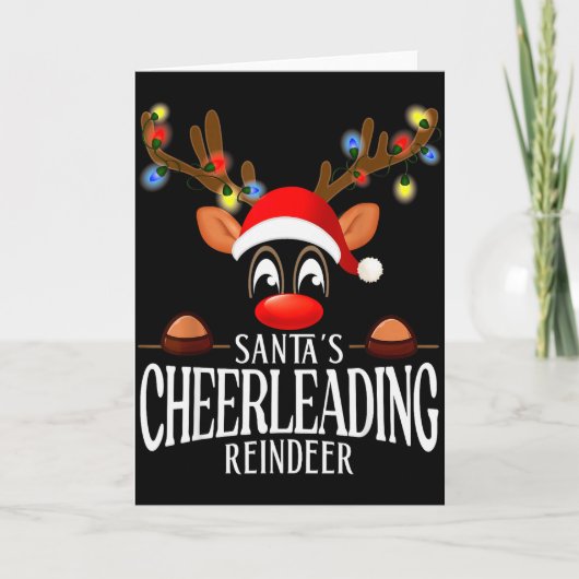 Santa's Cheerleading Reindeer Funny Xmas Matching  Kaart (Voorkant)
