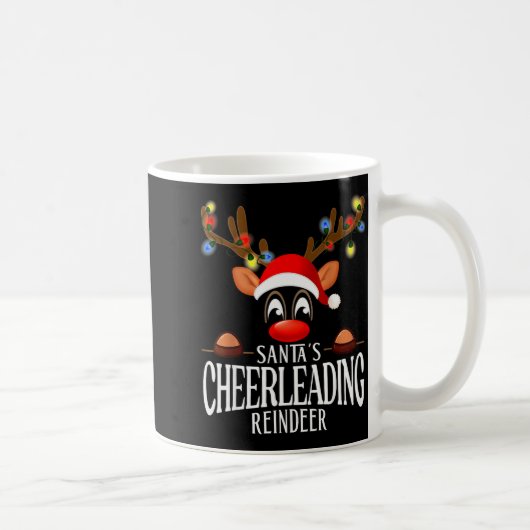 Santa's Cheerleading Reindeer Funny Xmas Matching  Koffiemok (Rechts)