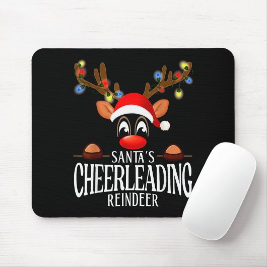 Santa's Cheerleading Reindeer Funny Xmas Matching  Muismat (Met muis)